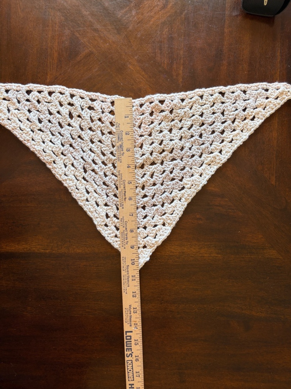Handmade Crochet Triangle Hair Scarf - Cream - Picture 3 of 6